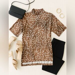 Lysse Speckled Brown and White Blouse